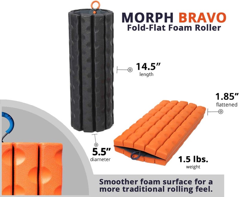 Brazyn Morph Foam Roller (Bravo-Midnight) Collapsible Travel Foam Roller for Pain Relief, Workout Muscle Recovery, Back Massager, Deep Tissue Leg Massage, Back Cracker, Stretcher; Small, Portable - Image 2