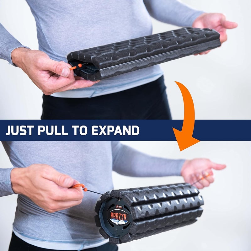 Brazyn Morph Foam Roller (Bravo-Midnight) Collapsible Travel Foam Roller for Pain Relief, Workout Muscle Recovery, Back Massager, Deep Tissue Leg Massage, Back Cracker, Stretcher; Small, Portable - Image 3