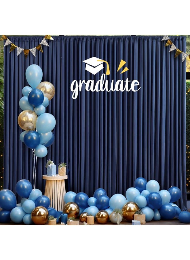 NSSONBEN 30ft×10ft Wrinkle Free Navy Blue Backdrop Curtains for Parties, 6 Panels 5×10ft Thick Silky Polyester Navy Photo Backdrop Drapes Curtains for Graduation Party Birthday Baby Shower Wedding Photography - Image 2