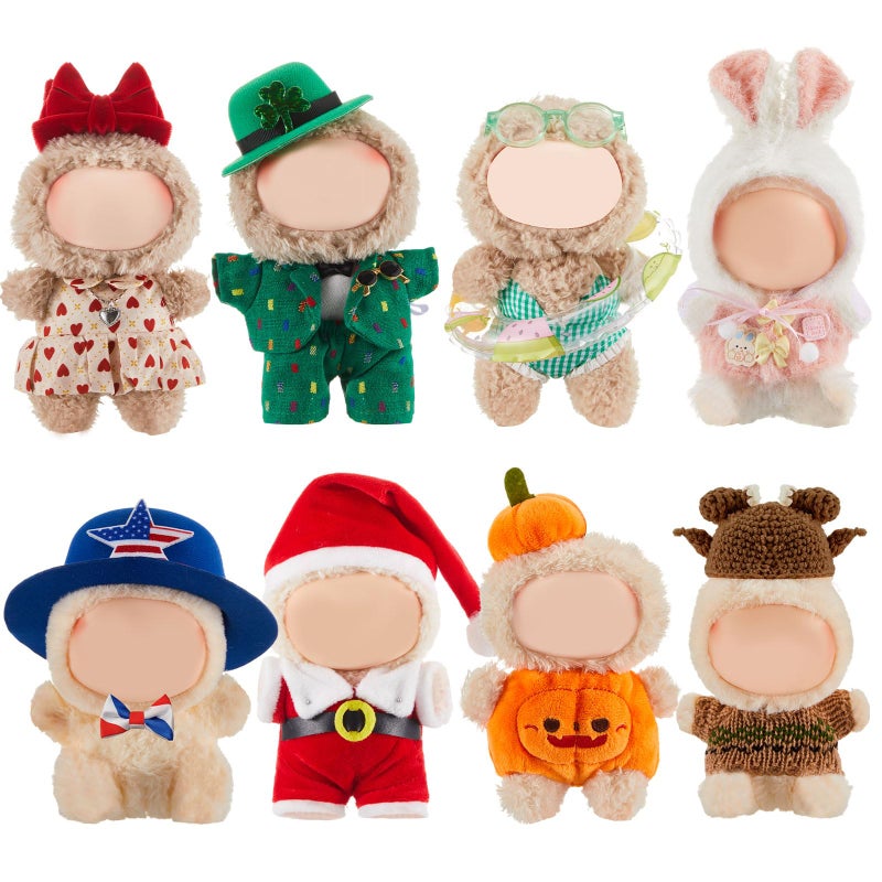 Simgoing 8 Sets Festival 17cm Doll Clothes Outfits All Seasons Holiday Dolls Costume Accessories for Valentine St Patrick Summer Easter Party Favors Decoration Gifts - Image 3