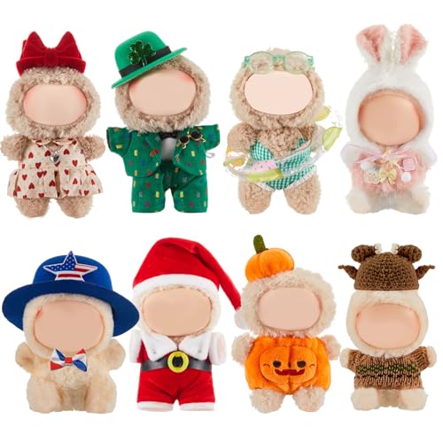 Simgoing 8 Sets Festival 17cm Doll Clothes Outfits All Seasons Holiday Dolls Costume Accessories for Valentine St Patrick Summer Easter Party Favors Decoration Gifts - Image 1
