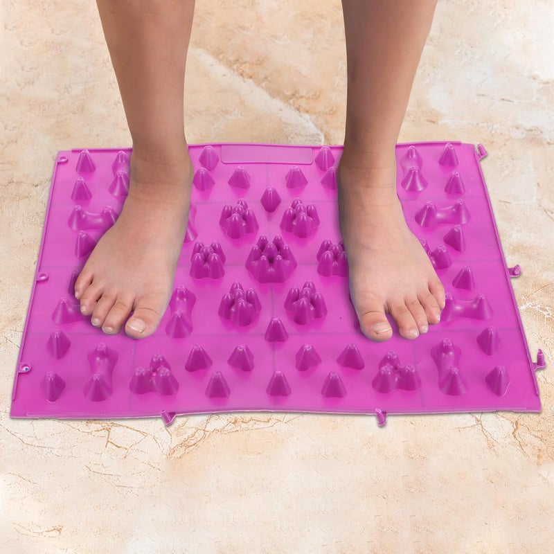 4pcs Foot Massage Plate Pebble Mat Acupressure Reflexology Mat for Improved Home and Office Use Purple - Image 5