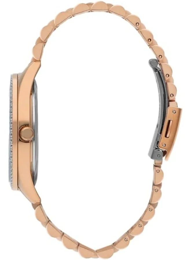 لي كوبر Women's 2035 Movement Watch, Analog Display and Metal Strap - LC07831.490, Rose Gold