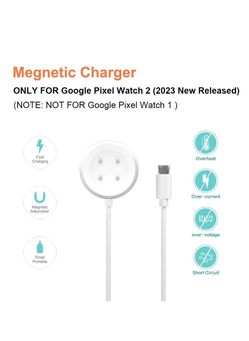 1pcs for Google Pixel Watch 2 1m USB Type-C Magnetic Fast Charging Cable (White)