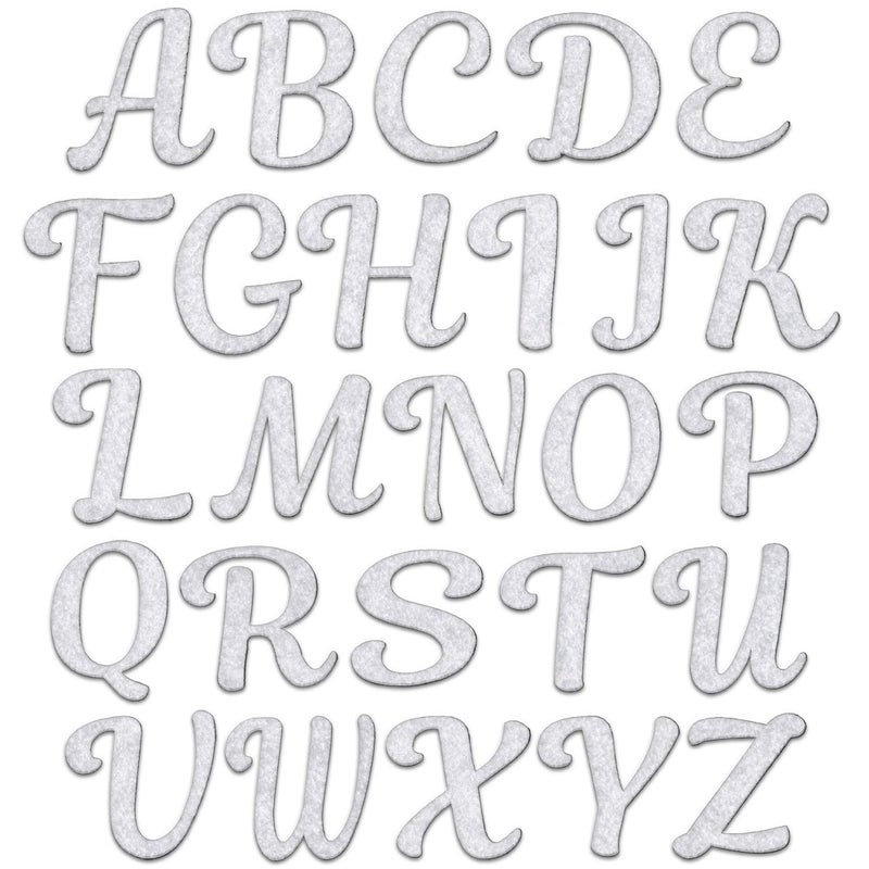 Laughing Lizards Felt Letters for Clothing (26 Pieces) Perfect Iron On Letters for Christmas Stockings, Cursive Iron Letters for Fabric, Glue On, or Sew On Letters, Includes All 26 Letters (White) - Image 1