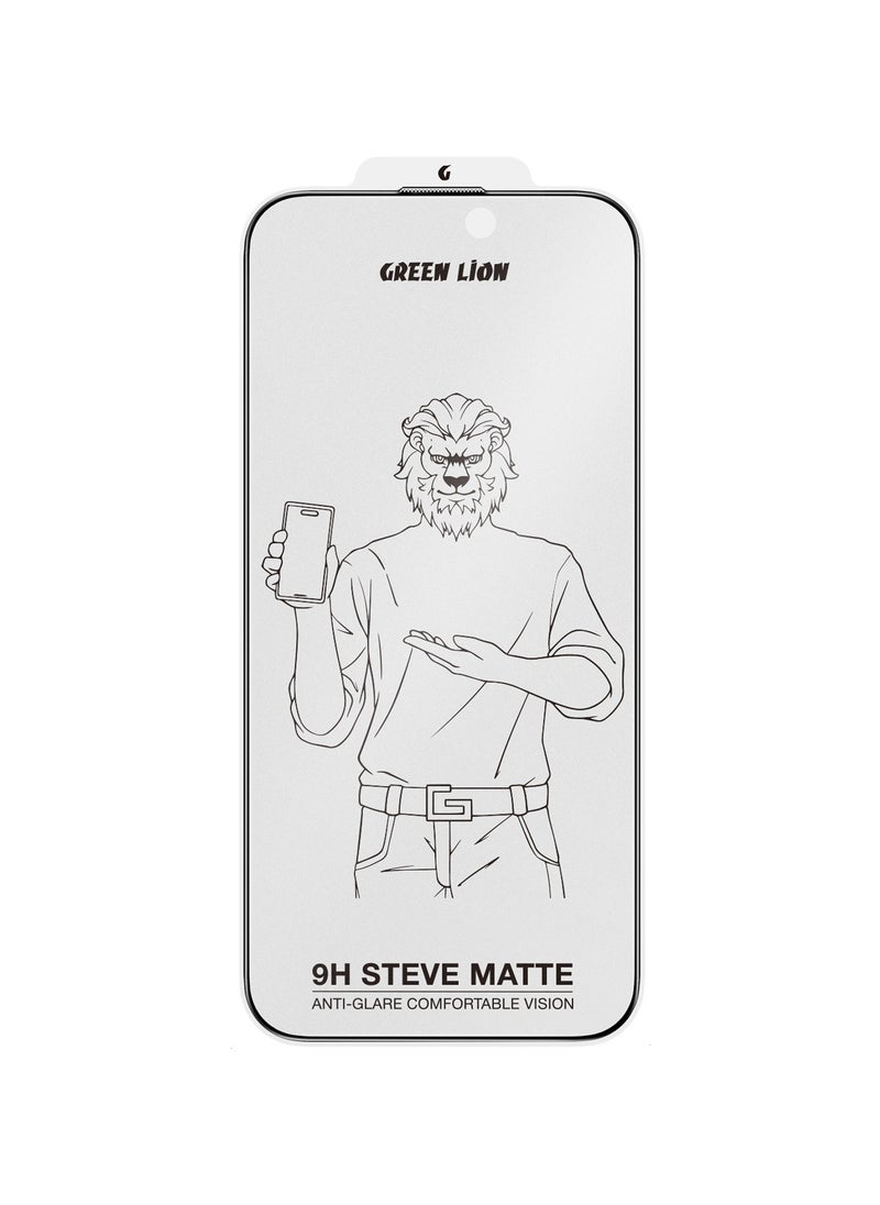GREEN LION 9H Steave Matte Glass Protector for iPhone 16 Pro / Scratch Resistant / Ultra Hardness / Anti-Peeping / Anti Fingerprint / Grease Resistance / Full Coverage / Anti Reflective / Highly Responsive / Oleophobic Coating / 9H Tempered Glass / Durable / Maximum Protection / High Quality / Full Protection - Clear  - Image 2