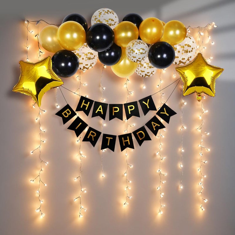 Party Propz Birthday Decoration Kit - 19 Pcs, Happy Birthday Decoration Black Gold, Birthday Decoration Items For Men, Birthday Decoration Kit For Husband - Image 5