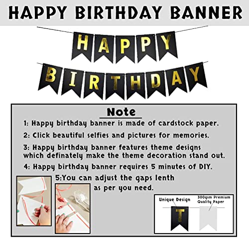 Party Propz Birthday Decoration Kit - 19 Pcs, Happy Birthday Decoration Black Gold, Birthday Decoration Items For Men, Birthday Decoration Kit For Husband - Image 3