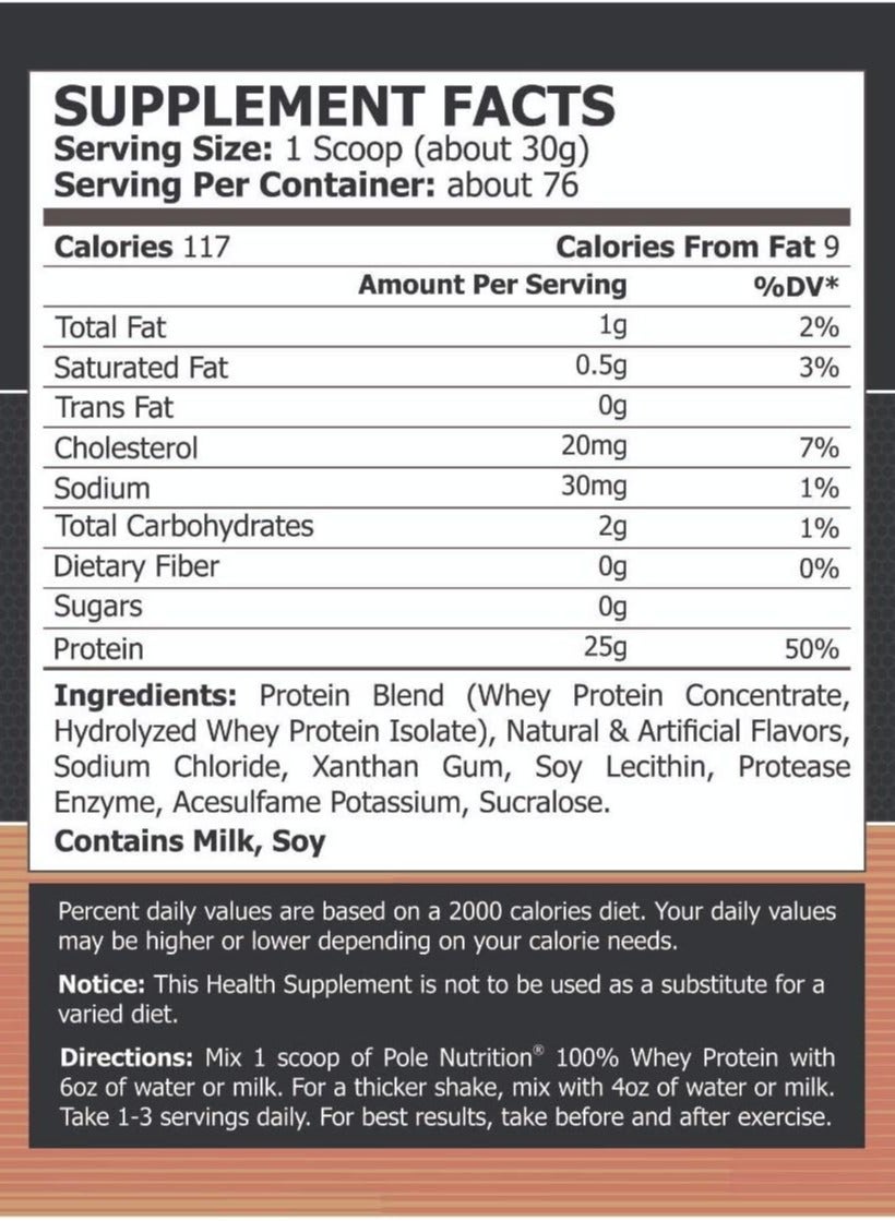 Pole Nutrition 100% Whey Protein Cafe Frappe 5lbs