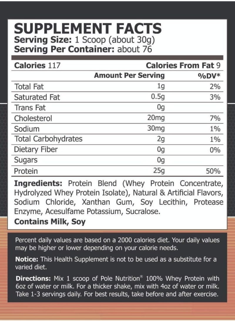 POLE NUTRITION - 100% Whey Protein, 25 Grams of Protein for Muscle Support and Recovery - Cafe Frappe, 5lbs (76 Servings) - Image 1