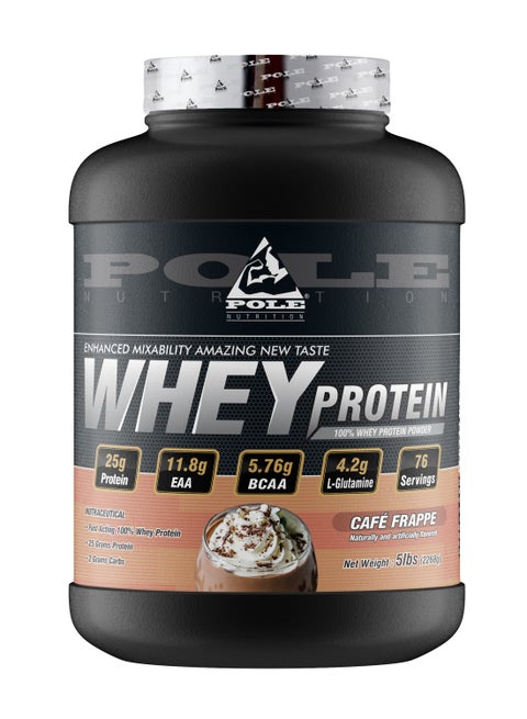100% Whey Protein, 25 Grams of Protein for Muscle Support and Recovery - Cafe Frappe, 5lbs (76 Servings)