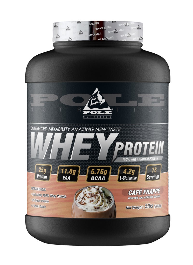 POLE NUTRITION - 100% Whey Protein, 25 Grams of Protein for Muscle Support and Recovery - Cafe Frappe, 5lbs (76 Servings) - Image 1