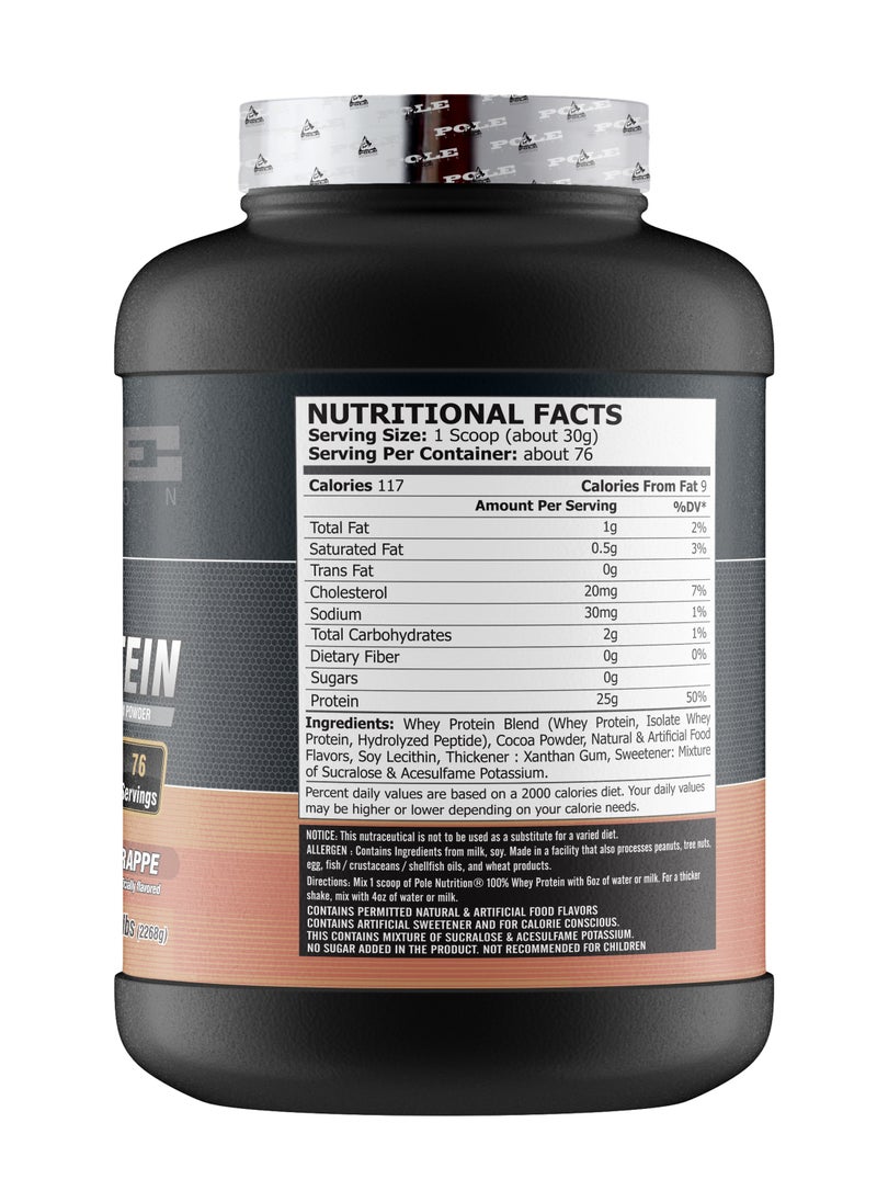 POLE NUTRITION - 100% Whey Protein, 25 Grams of Protein for Muscle Support and Recovery - Cafe Frappe, 5lbs (76 Servings) - Image 1