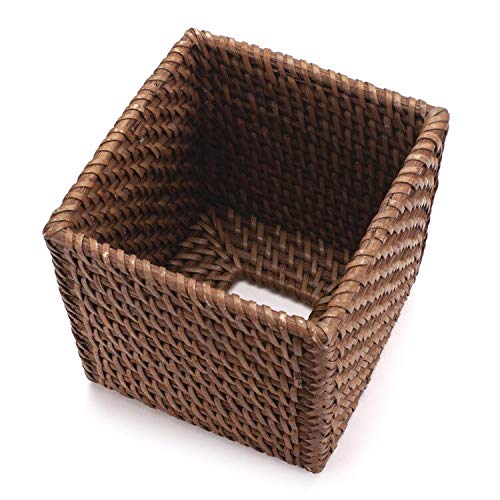 DECRAFTS Rattan Tissue Box Cover Natural Woven Facial Napkin Holder Square (Honey Brown, 5.5x5.5x5.9 Inch) - Image 4