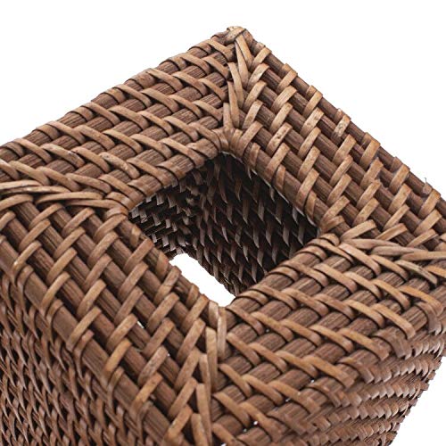 DECRAFTS Rattan Tissue Box Cover Natural Woven Facial Napkin Holder Square (Honey Brown, 5.5x5.5x5.9 Inch) - Image 5