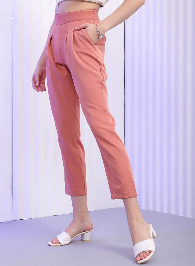 Freehand Freehand Women Peach Slim Fit Crop Pants