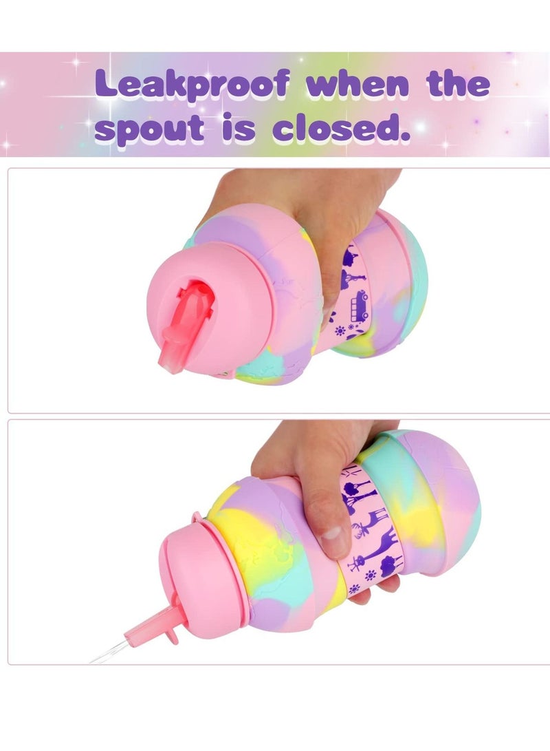SYOSI 550ml Retractable Folding Water Bottle  Portable Color Cup Leak Proof Drink Bottle with Straw Home Accessories for Boys Girls Students - Image 4