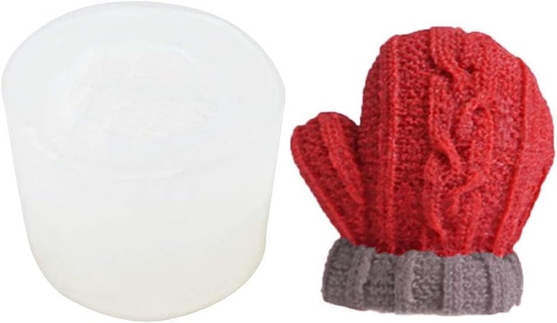 Skytail Silicone 3D Christmas Knitted Glove Candle Mold for DIY Xmas Candle Wax melts Aromatherapy Christmas Party Home Decoration Woollen Glove Chocolate Fondant Cake Decoration Clay Handmade Soap Resin Craft - Image 1