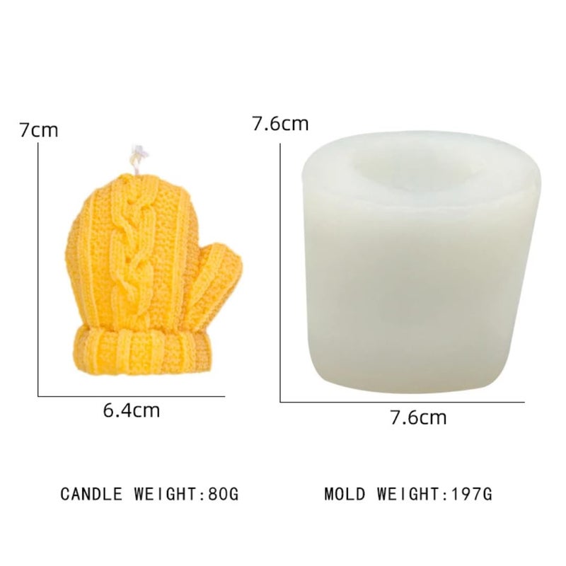 Skytail Silicone 3D Christmas Knitted Glove Candle Mold for DIY Xmas Candle Wax melts Aromatherapy Christmas Party Home Decoration Woollen Glove Chocolate Fondant Cake Decoration Clay Handmade Soap Resin Craft - Image 2
