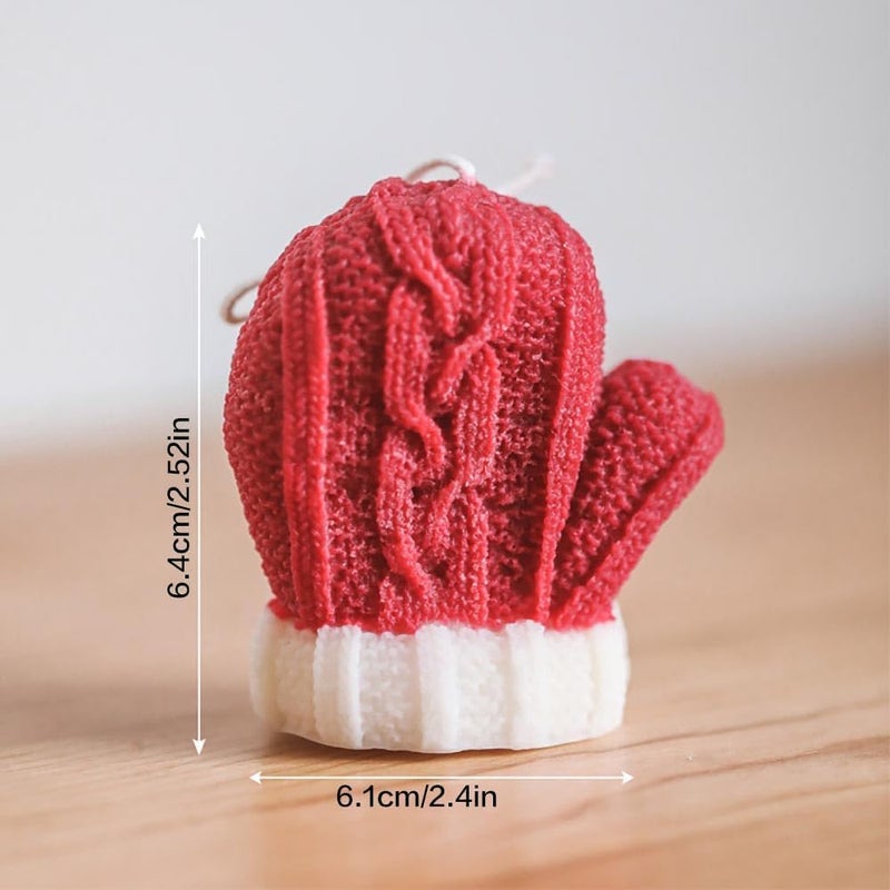 Skytail Silicone 3D Christmas Knitted Glove Candle Mold for DIY Xmas Candle Wax melts Aromatherapy Christmas Party Home Decoration Woollen Glove Chocolate Fondant Cake Decoration Clay Handmade Soap Resin Craft - Image 3