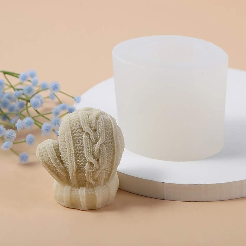 Skytail Silicone 3D Christmas Knitted Glove Candle Mold for DIY Xmas Candle Wax melts Aromatherapy Christmas Party Home Decoration Woollen Glove Chocolate Fondant Cake Decoration Clay Handmade Soap Resin Craft - Image 4