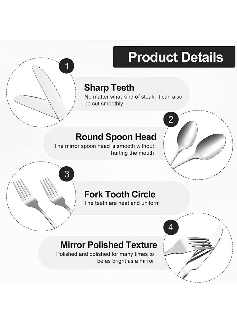 راكسوم الأدوات مصنوعة من الفولاذ المقاوم للصدأ الآمن غذائيًا، وحقيبة أدوات المائدة مصنوعة من قماش متين. أدوات المائدة مصقولة ومصقولة من خلال عمليات متعددة، والحواف مستديرة وناعمة وصحية ومتينة للاستخدام اليومي. - Image 5