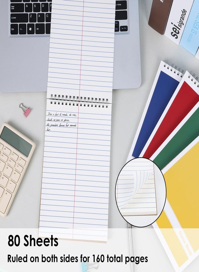 LABUK Steno Pads 6x9in10 Pack, Top Spiral Steno Notebooks, 80 Sheets Note Pads Assorted Color Gregg Rule for School, University, College, Work, Office - Image 4