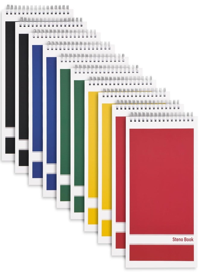 LABUK Steno Pads 6x9in10 Pack, Top Spiral Steno Notebooks, 80 Sheets Note Pads Assorted Color Gregg Rule for School, University, College, Work, Office - Image 1