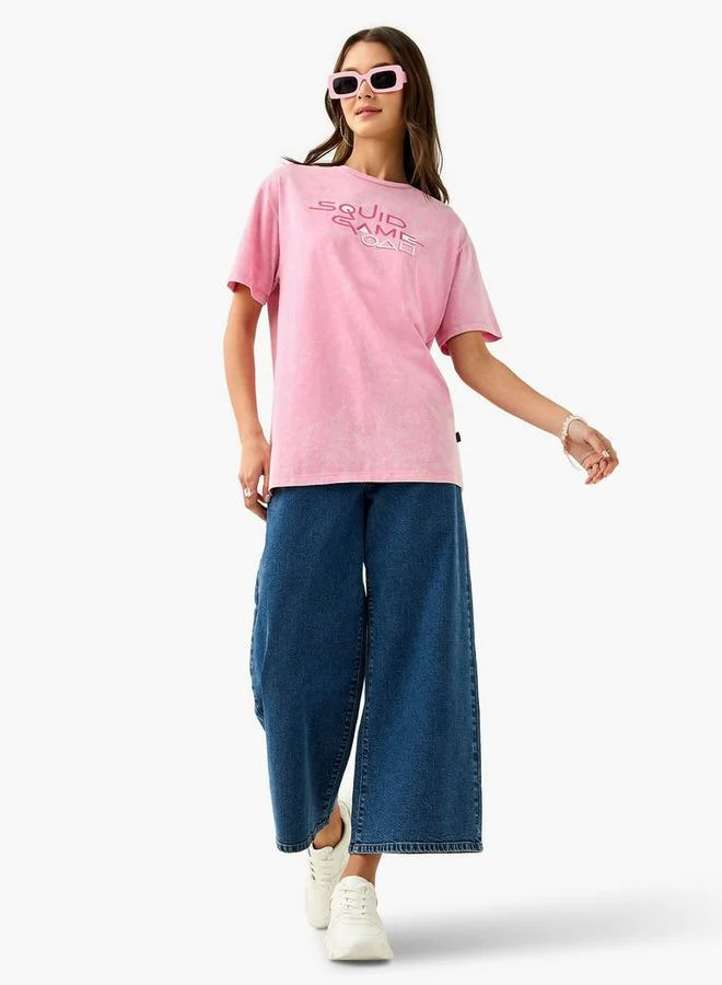 SP Characters Squid Game Print T-shirt with Crew Neck