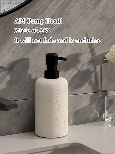 Haocoott Soap Dispensers 400mL 13.5 OZ, 2 PCS Luxurious Hand Dish Lotion Shampoo Soap Dispenser Jar, Travertine Soap Bottles Rustproof Pump for Kitchen Bathroom Countertop - Image 2