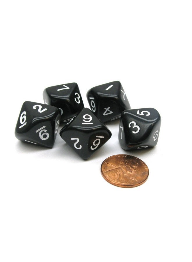 Koplow Games Set of 5 D10 10-Sided 20mm Opaque RPG Dice - Black with White Numbers
