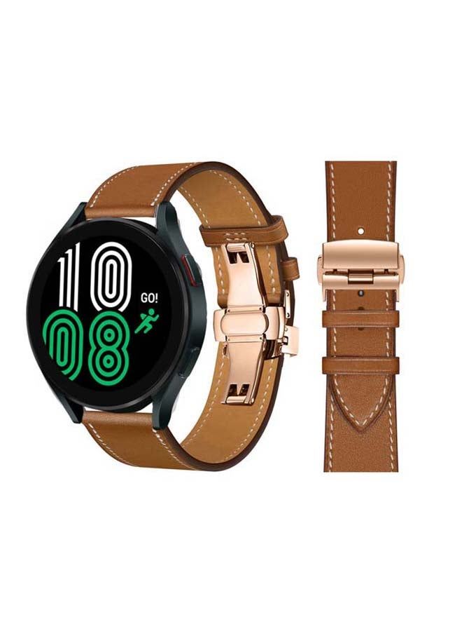 vesus Genuine Leather Replacement Band for Samsung Galaxy Watch 4 40/44mm Brown