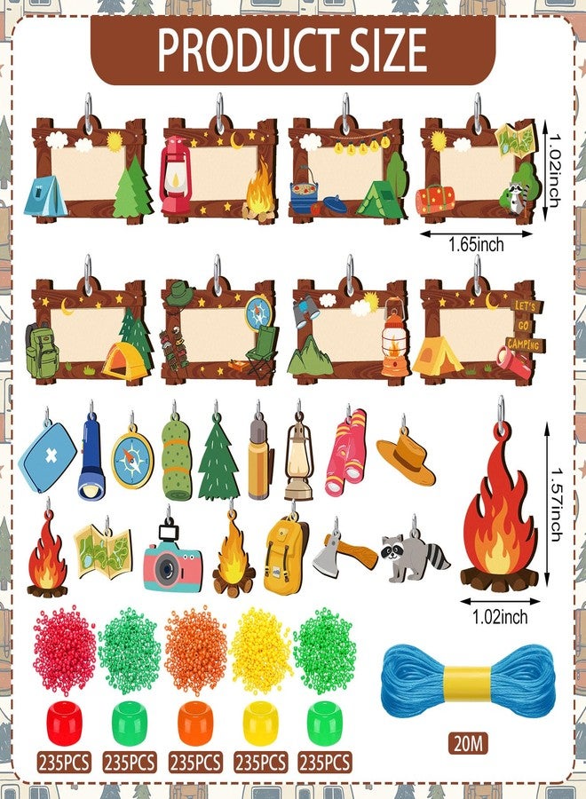 Ferreve 48 Sets Camping Bead Necklace Crafts Bulk Camping Name Tag Craft Kit Summer Camp Party Favors Travel Adventure Gifts for Vbs Supplies Home Party Activities - Image 3