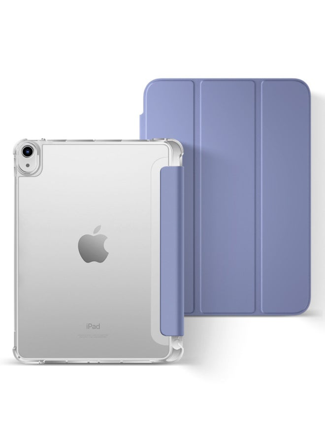 Applicable To 2020 10.2ipadpro11 Protective Case 10.9-inch Silicone TPU Hard Bottom Soft Edge Air3 With Pen Slot-Color:Lavender 【white Semi-transparent Shell】】-Applicable Model:iPad Pro234 【11-inch】】