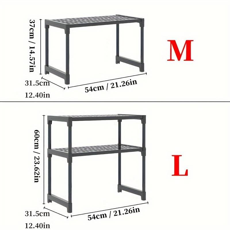 Smart Saver Kitchen Oven Microwave Shelf with Two Layers,Countertop Storage Rack, Tableware Storage Counter Space Saver Cabinet Organizer Spice Holder, White. - Image 4