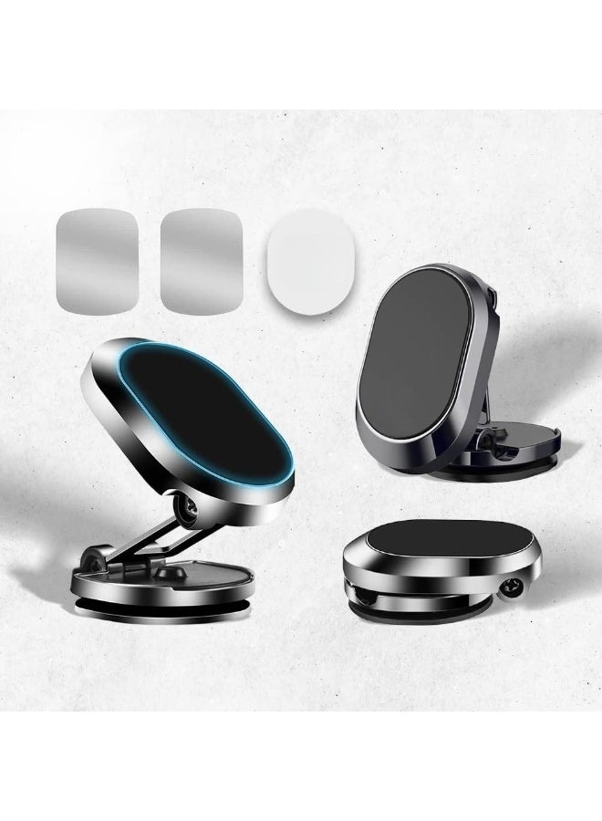 Magnetic Car Phone Holder Foldable Dashboard Cell Phone Car Mounts 360 Adjustable Rotation Mobile Magnet Holder Car Aluminum Perfect For Table Kitchen And Any Location - Image 2
