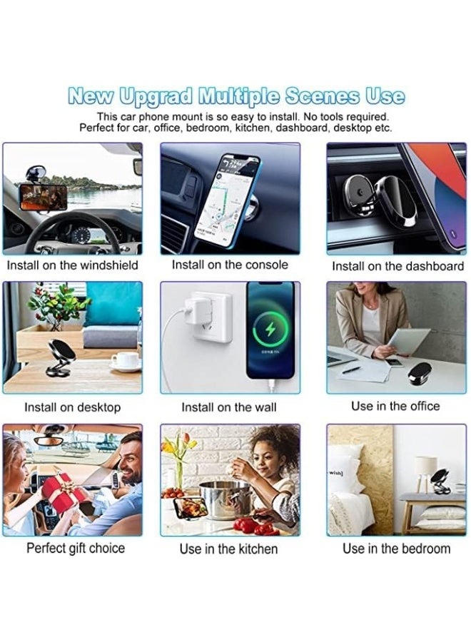 Magnetic Car Phone Holder Foldable Dashboard Cell Phone Car Mounts 360 Adjustable Rotation Mobile Magnet Holder Car Aluminum Perfect For Table Kitchen And Any Location - Image 5