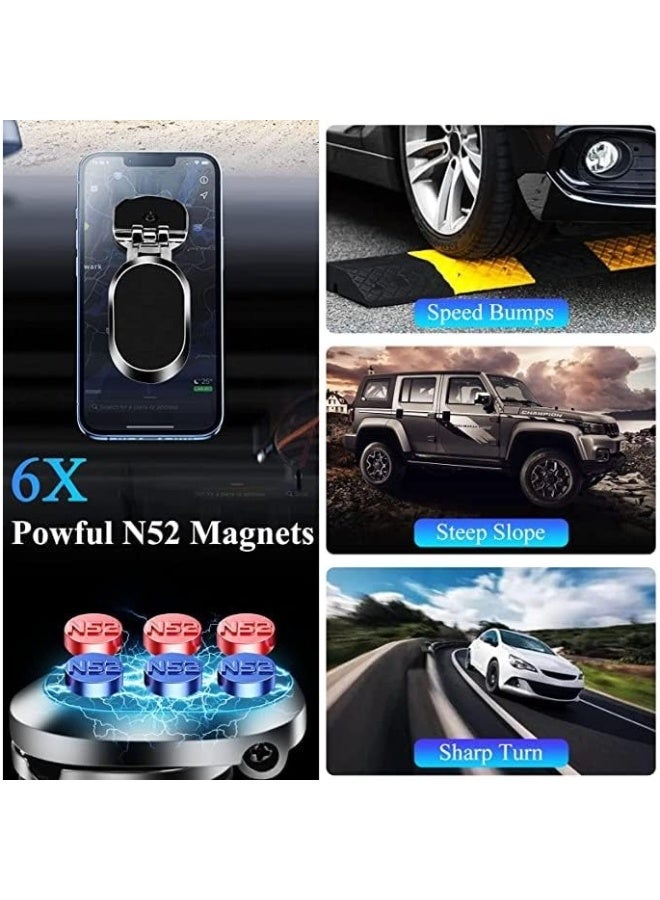 Magnetic Car Phone Holder Foldable Dashboard Cell Phone Car Mounts 360 Adjustable Rotation Mobile Magnet Holder Car Aluminum Perfect For Table Kitchen And Any Location - Image 4
