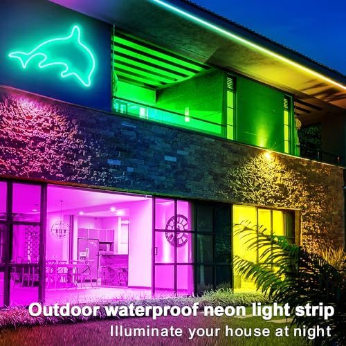 segrass 100FT RGB LED neon Rope Lights LED neon Lights with Remote/APP Control 24V IP65 Waterproof Flexible Neon LED Strip Lights for Bedroom Room Outdoors Decor（2 Rolls of 50ft） - Image 5