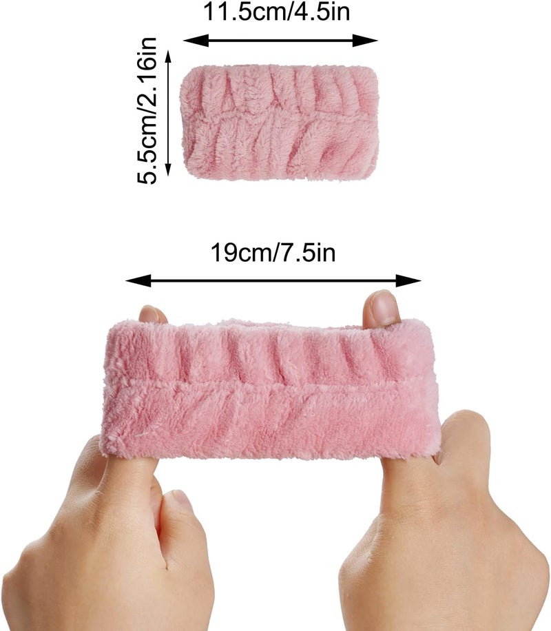 mifengda 4 Pairs Wrist Spa Washband Soft Microfiber Wrist Washband Wrist Wash Towel Band for Washing Face Makeup Women Girls Ladies Prevent Water Wet Your Arm (Pink, Green, Purple, Blue) - Image 2