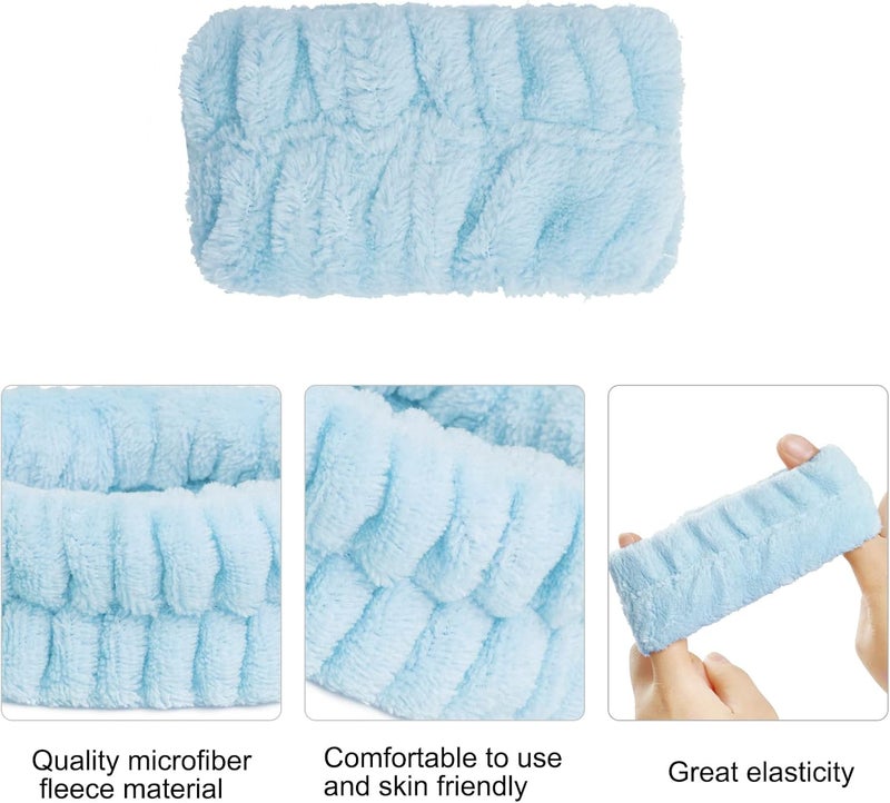 mifengda 4 Pairs Wrist Spa Washband Soft Microfiber Wrist Washband Wrist Wash Towel Band for Washing Face Makeup Women Girls Ladies Prevent Water Wet Your Arm (Pink, Green, Purple, Blue) - Image 3