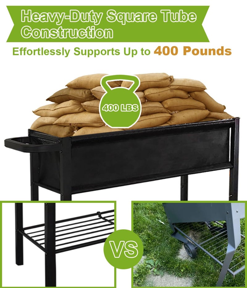 Fiwithy Raised Garden Bed with Legs for Outdoor Plants, Standing Elevated Planter Box Cart on Wheels for Vegetables Flower Herb Patio, Black - Image 5