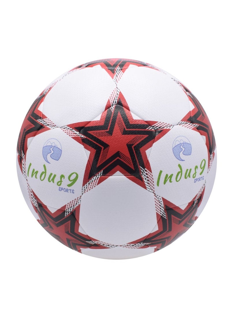 Indus9 Prime Series Soccer Ball, 100% Pu Leather Football, Hybrid Football, Butyl Bladder, Texture Fitted, Fifa Quality Football, Size 5, Choice Of Champions And Teams, , Professional Match Ball - Image 1