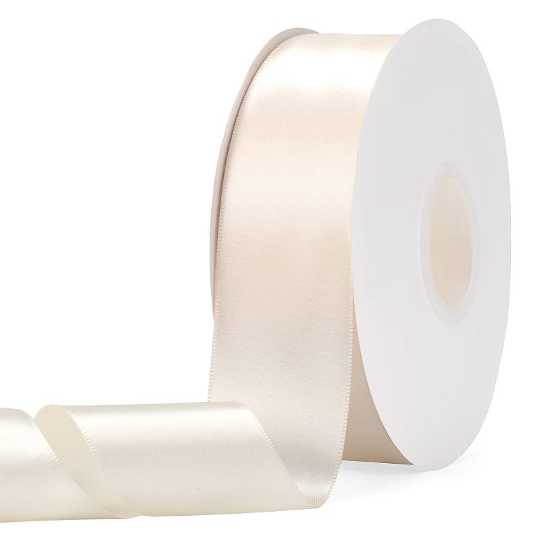 Ewaymado Solid Color CreamyWhite Double Faced Satin Ribbon 112 X 50 Yards Fabric Ribbons Perfect for Wedding and Party DecorationGift Wrapping Sewing Crafts