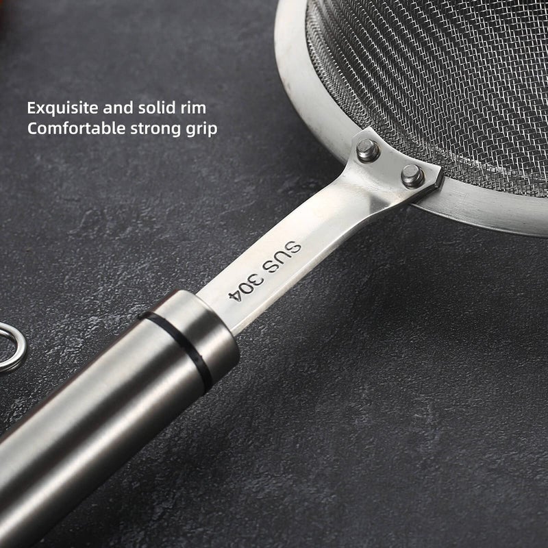 Sunwukin Stainless Steel Fine Mesh Strainers For Kitchen  Colander-Skimmer With Handle  Sieve Sifters For Food  Tea  Rice  Oil  Noodles  Fruits  Vegetable 4.73 Inch - Image 5