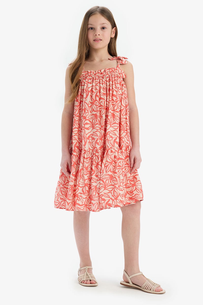 DeFacto Red Girl Girl Floral Strap Dress Casual - Image 1