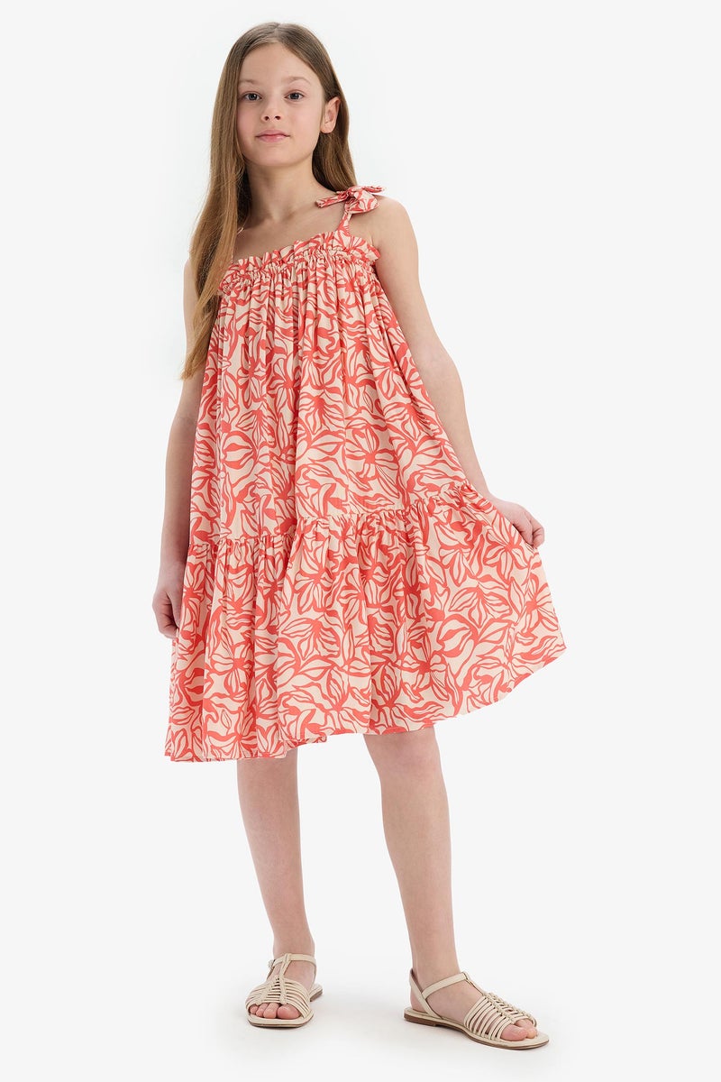 DeFacto Red Girl Girl Floral Strap Dress Casual - Image 3