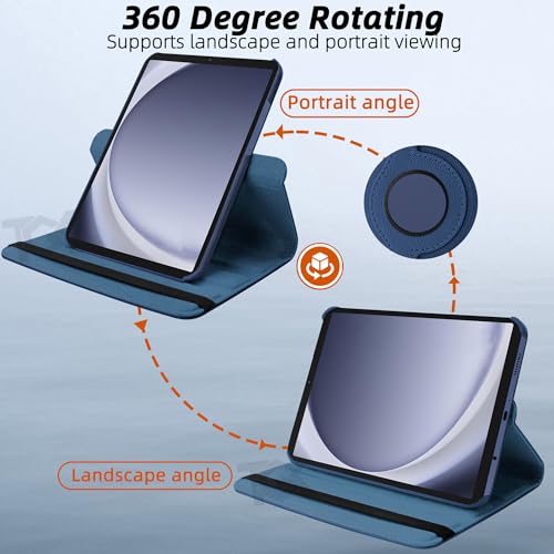 TGK Rotating Cover for Samsung Galaxy Tab A9 8.7 inch 360 Degree Leather Flip Case (Dark Blue) - Image 4