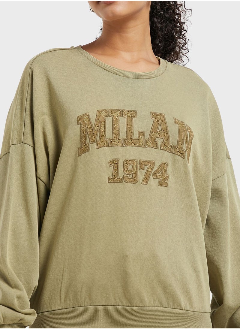 ONLY - Crew Neck Graphic Detail Sweatshirt - Image 1