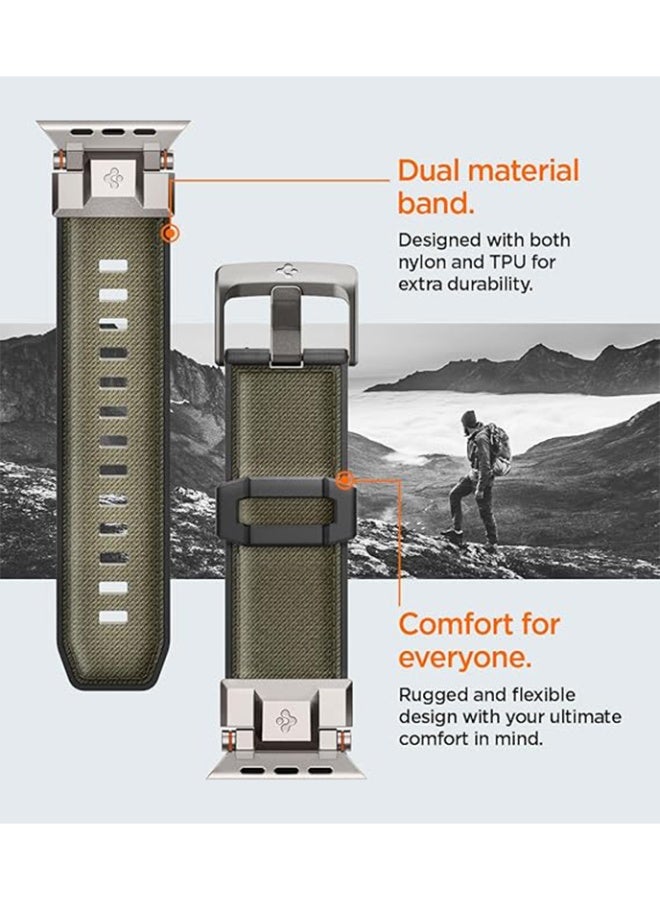 Spigen DuraPro Armor band for Apple Watch Band for Apple Watch Ultra 3/2/1 (49mm), Series 11/10 (46mm),Series 9/8/7 (45mm), Series SE2/6/SE/5/4 (44mm) and Series 3/2/1 (42mm) Durable Metal Connector Band - Mil Green - Image 5